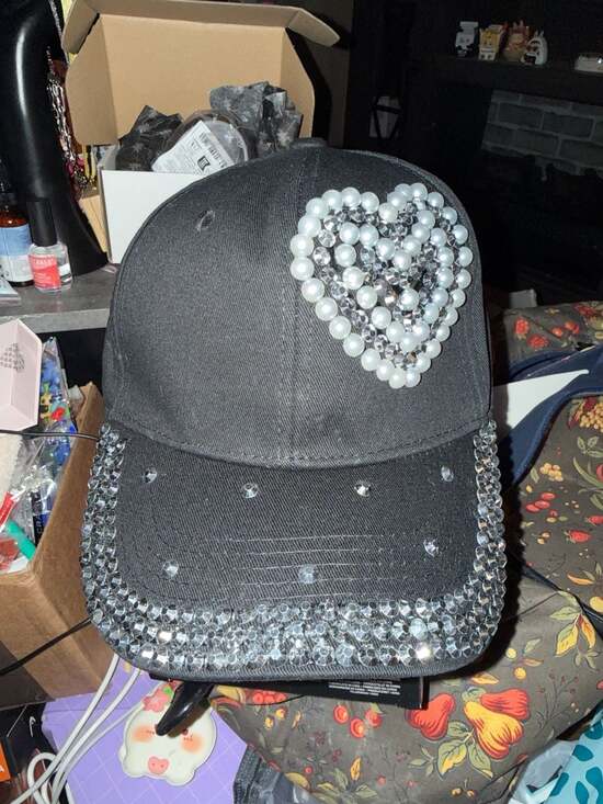 Rhinestone Baseball Cap Unisex Bling Crystals Baseball Hat Adjustable - Picture 2 of 3